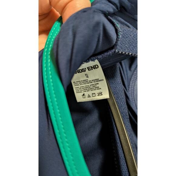 Lands' End Women's Scoop Neck One-Piece Swimsuit Size XL/18 Navy/Green - Picture 7 of 7